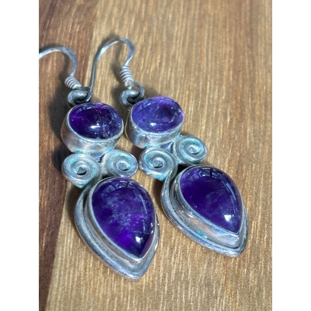 Amethyst Gemstone 925 Sterling Silver Handmade Women Dangle Earrings